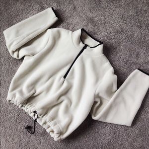 Creme Fuzzy Cropped Sweater